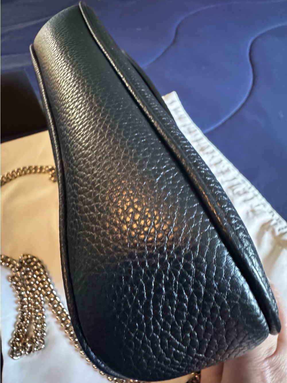 Gucci Black Pebbled Leather Mini Crossbody with Silver Chain and Tassel - Picture 5 of 11